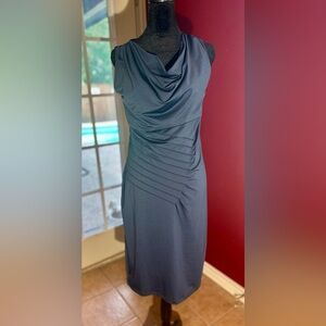 VENUS Draped Ruched Sheath Dress | Size Small | Elegant Navy Blue Cocktail Dress